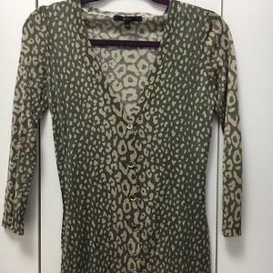 Gucci Olive/Tan Leopard Print Fitted Cardigan